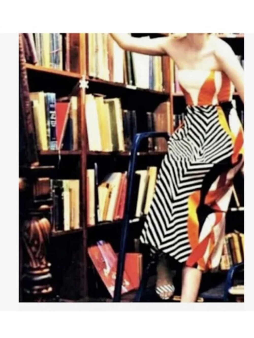 Anthropologie Strapless Midi Dress Geometric Print Black White Orange Summer
